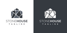 Stone House Logo Vector Icon Illustration. Brick Or Stone House Logo Design Template Elements