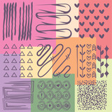 Fototapeta Dinusie - Hand draw colored pattern background Vector illustration