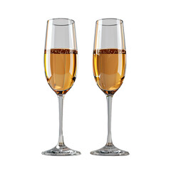 Two glasses of champagne isolated on transparent background, element remove background, element for design