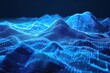 Blue mountain low poly wireframe on blue dark background concept big data big data concept business technology
