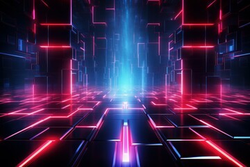 Captivating Neon high tech background. Tech speed art. Generate Ai