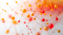 Linking Entities. Networking, Social Media, SNS, Internet Communication Abstract. Small Network Connected To A Larger Network. Web Of Red, Orange And Yellow Wires On White Background. Shallow DOF.