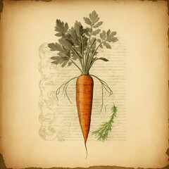 Poster - a drawing of a carrot with leaves on it