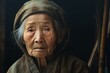 Elegant Old chinese woman sunset. Soft asian beauty. Generate Ai