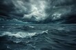 Mysterious seascape with dark clouds and turbulent waters Creating an atmosphere of suspense and intrigue