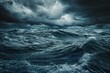 Mysterious seascape with dark clouds and turbulent waters Creating an atmosphere of suspense and intrigue