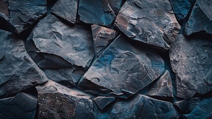 Fototapete - Dark blue stone background Toned rock texture background with copy space for design Web banner : Generative AI
