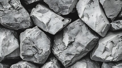 Poster - Black white rock texture Gray stone background with copy space for design Wide banner Website header : Generative AI
