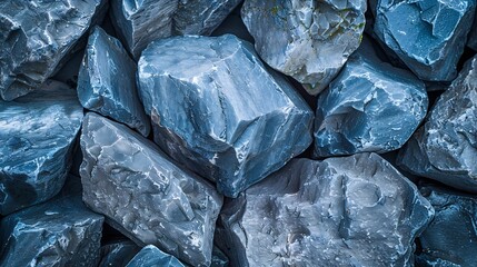 Aufkleber - Blue stone background Toned monochrome rock texture Closeup Blue grunge banner with copy space for your design Website header : Generative AI
