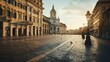 Piazza Navona square in center of Rome at dawn Italy : Generative AI