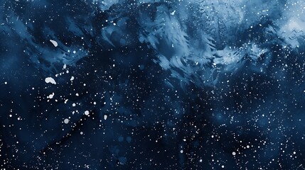 Poster - Hand painted watercolor background Navy blue abstract watercolor drawing Dark blue art background with copy space for design Web banner Winter Christmas snow : Generative AI
