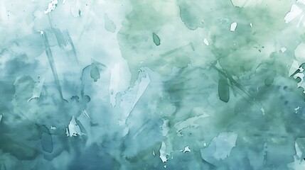 Leinwandbilder - Pale gray blue green abstract watercolor drawing Sage green color Art background for design Water Grunge Blot Stein daub : Generative AI