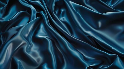 Aufkleber - Abstract blue black background Blue silk satin texture background Beautiful soft wavy folds on shiny fabric Dark elegant background for your design : Generative AI