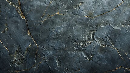Aufkleber - Gray rough mountain surface with yellowbrown veins and cracks Closeup Rock texture Dark rusty stone background with copy space for design Wide banner Panoramic Grunge backdrop : Generative AI