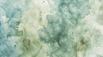 Leinwandbilder - Pale gray blue green abstract watercolor drawing Sage green color Art background for design Water Grunge Blot Stein daub : Generative AI