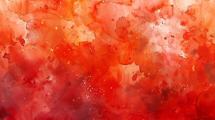 Aufkleber - Red orange watercolor on paper Abstract pattern Coral color Art background for designGrunge Daub stain blot splash : Generative AI