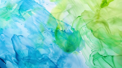 Aufkleber - Light blue green abstract background Hand drawn watercolor Artistic background with copy space for your design Wide banner : Generative AI