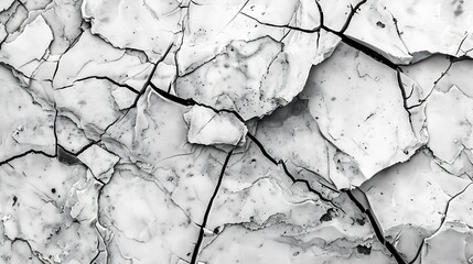 Aufkleber - Black white rock texture Cracked layered mountain surface Closeup Gray grungy stone background with space for design : Generative AI