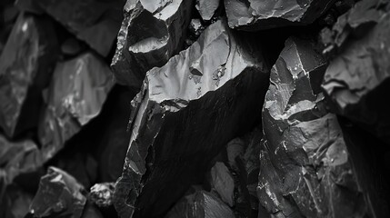 Aufkleber - Mountain background texture Closeup Black rock background Dark gray stone background Black and white background Black grunge texture Contrast monochrome rocky texture : Generative AI