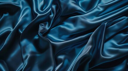 Aufkleber - Abstract blue black background Blue silk satin texture background Beautiful soft wavy folds on shiny fabric Dark elegant background for your design : Generative AI