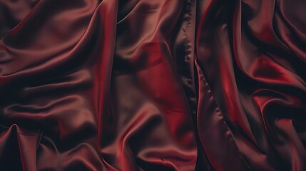 Poster - Black red burgundy silk satin Soft wavy folds Shiny fabric Dark cherry luxury background with space for design Christmas Birthday Valentine Elegant rich chic fancy Flat lay table top v : Generative AI