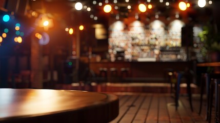 Fototapete - The stage of a bar a cafe a hall for performances of artists and a holiday in defocus Background element for installation of scenery and design decor : Generative AI