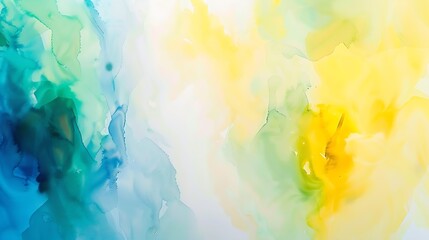 Leinwandbilder - Abstract yellow green blue watercolor Art background with copy space for design Wide banner Panoramic : Generative AI