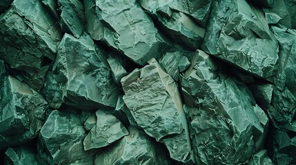 Aufkleber - Blue green rough rock texture Toned Cracked crumbled mountain surface Closeup Dark turquoise stone background with copy space for design Wide banner Panoramic : Generative AI
