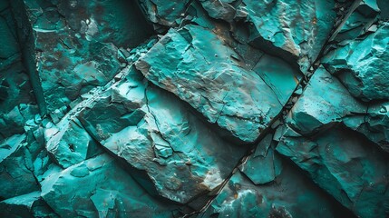 Poster - Monochrome dark turquoise toned rock texture Weathered crumbling mountain surface Closeup Combinations of teal color and rough stone surfaces Blue rocky stone background : Generative AI