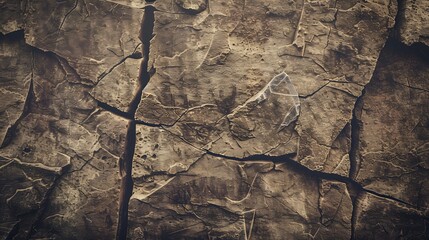 Fototapete - Rock texture Stone background Old weathered crumbling mountain surface in cracks background Light brown rock background : Generative AI