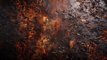 Aufkleber - Rust texture Rough rusty metal surface Black Brown Dark grunge background with space for design Closeup Web banner Wide Panoramic : Generative AI