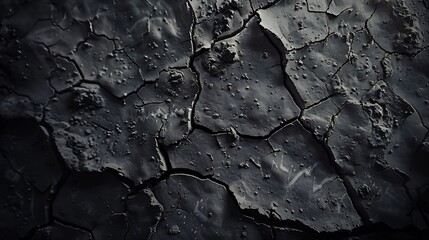 Fototapete - Black grunge background Dark gray rocky texture with a cracked surface Closeup Black rough stone background Black and white distressed backdrop : Generative AI