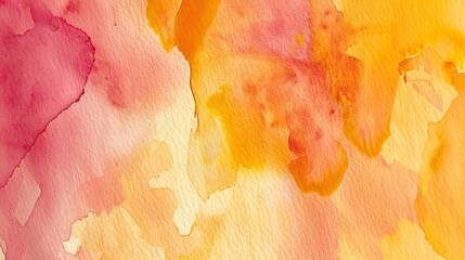 Wall Mural - Hand drawn watercolor Beautiful yellow orange pink background Artistic background with copy space for design Web banner Abstract summer autumnal fall Thanksgiving background : Generative AI