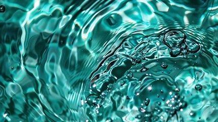 Fototapete - Beautiful blue green water background Ripples on the surface Dark teal background with copy space for your design Web banner Website header Aqua liquid fluid aquatic marine : Generative AI