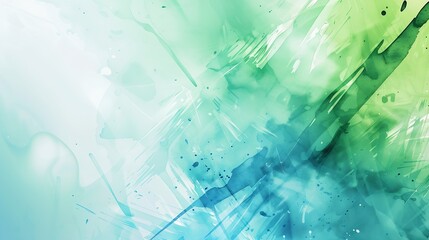Aufkleber - Light blue green abstract background Hand drawn watercolor Artistic background with copy space for your design Wide banner : Generative AI