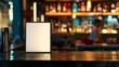 Mock up Menu frame on Table in Bar restaurant cafe with Bartender : Generative AI