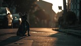 Fototapeta  - French Bulldog in the street : Generative AI