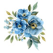Botanical Watercolor Blue Flowers Clipart