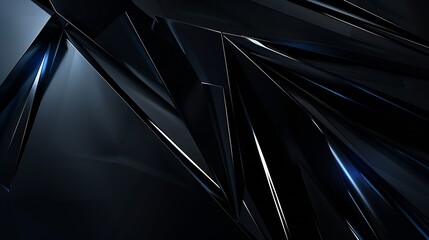 Poster - Black blue abstract modern background for design Dark Geometric shape 3d effect Diagonal lines stripes Triangles Gradient Light glow Metallic sheen Minimal Web banner : Generative AI