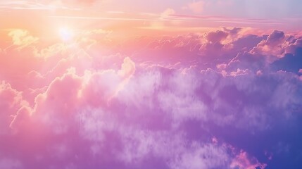 Fototapete - Beautiful sunset in the clouds over the sea Red orange blue purple abstract background Day and night Idyllic Vacation Colorful sky Copy space Design Web banner Wide Long Panoramic Cove : Generative AI