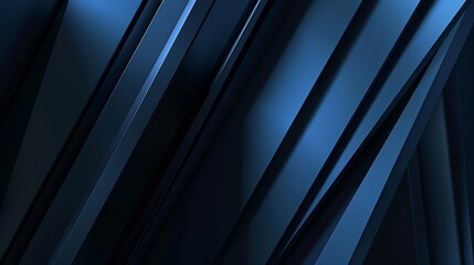 Poster - Black blue abstract modern background for design Dark Geometric shape 3d effect Diagonal lines stripes Triangles Gradient Light glow Metallic sheen Minimal Web banner Wide Panoramic : Generative AI