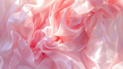 Aufkleber - Light delicate pink silk satin fabric Elegant background with space for design Flat lay table top view Banner Wide Long Panoramic Template For babies Or a wedding Valentines Day romanc : Generative AI