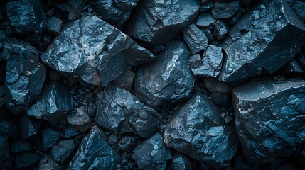 Fototapete - Dark blue stone background Toned rock texture background with copy space for design Web banner : Generative AI