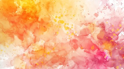 Fototapete - Hand drawn watercolor Beautiful yellow orange pink background Artistic background with copy space for design Web banner Abstract summer autumnal fall Thanksgiving background : Generative AI