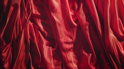 Aufkleber - Red silk satin Curtain Luxury background for design Shiny fabric Wavy folds Christmas Valentine Valentines day anniversary awarding festive Web banner Wide Panoramic Website header : Generative AI