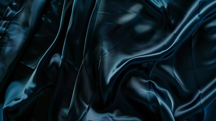 Aufkleber - Abstract blue black background Blue silk satin texture background Beautiful soft wavy folds on shiny fabric Dark elegant background for your design : Generative AI