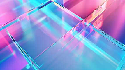 Fototapete - Turquoise teal purple pink background Colorful abstract geometric pattern background with copy space for design Web banner : Generative AI