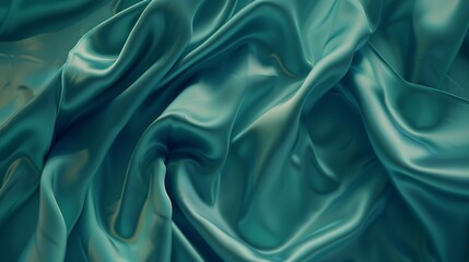 Aufkleber - Beautiful blue green silk satin background Wavy soft folds Luxurious silky fabric backdrop with space for product and design Web banner Top view : Generative AI