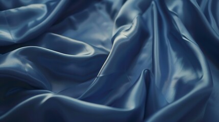 Poster - Dark blue silk satin background Copy space for text or product Wavy soft folds on shiny fabric Luxurious deep blue background Valentine Christmas Anniversary Black Friday Web banner : Generative AI