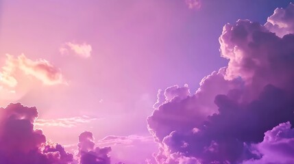 Poster - Purple sky with clouds Sunset Evening sky background with copy space for design Web banner Website header : Generative AI